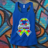 Autism Awareness Different Not Less Puzzle Ribbon Womens Tank Top