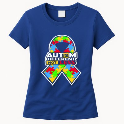 Autism Awareness Different Not Less Puzzle Ribbon Womens T-Shirt