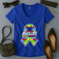 Autism Awareness Different Not Less Puzzle Ribbon Women's V-Neck T-Shirt