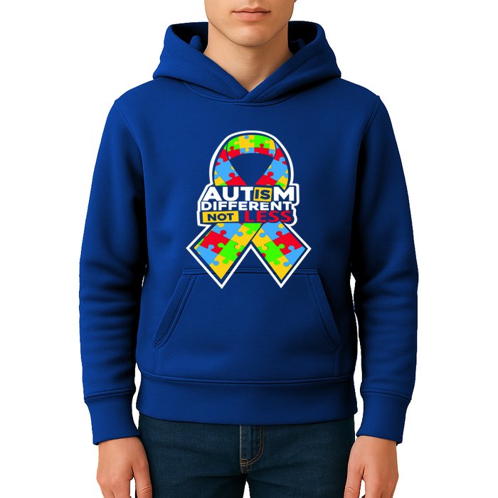 Autism Awareness Different Not Less Puzzle Ribbon Kids Hoodie