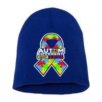 Autism Awareness Different Not Less Puzzle Ribbon Short Acrylic Beanie