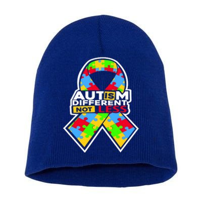 Autism Awareness Different Not Less Puzzle Ribbon Short Acrylic Beanie