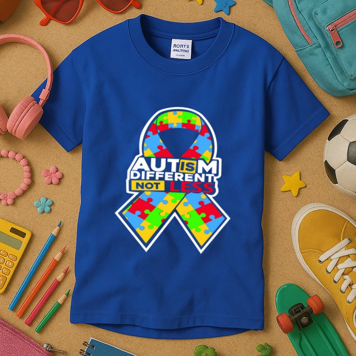 Autism Awareness Different Not Less Puzzle Ribbon Kids T-Shirt