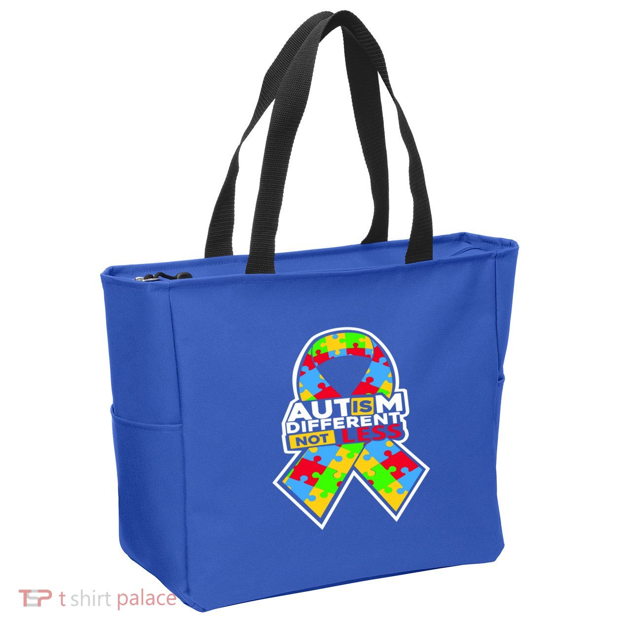 Autism Awareness Different Not Less Puzzle Ribbon Zip Tote Bag