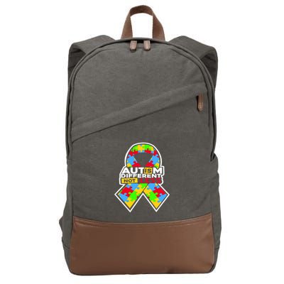 Autism Awareness Different Not Less Puzzle Ribbon Cotton Canvas Backpack