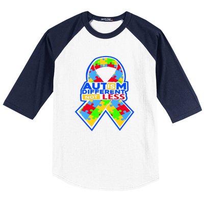 Autism Awareness Different Not Less Puzzle Ribbon Baseball Sleeve Shirt