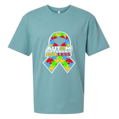 Autism Awareness Different Not Less Puzzle Ribbon Sueded Cloud Jersey T-Shirt