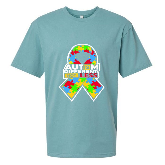 Autism Awareness Different Not Less Puzzle Ribbon Sueded Cloud Jersey T-Shirt