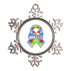 Autism Awareness Different Not Less Puzzle Ribbon Metallic Star Ornament