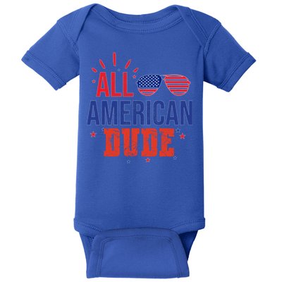 All American Dude 4th Of July Sunglasses Family Great Gift Baby Bodysuit