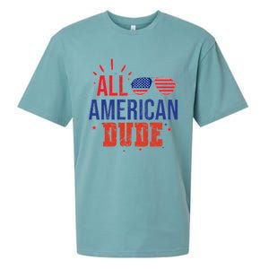 All American Dude 4th Of July Sunglasses Family Great Gift Sueded Cloud Jersey T-Shirt