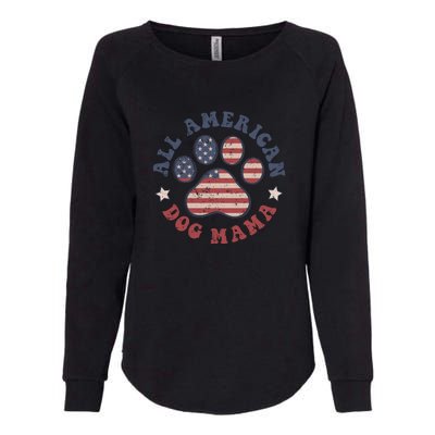 All American Dog Mama Retro | Dog Paw Flag Womens California Wash Sweatshirt