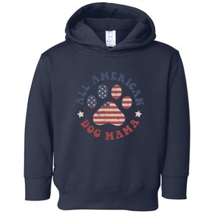 All American Dog Mama Retro | Dog Paw Flag Toddler Hoodie