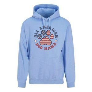 All American Dog Mama Retro | Dog Paw Flag Unisex Surf Hoodie