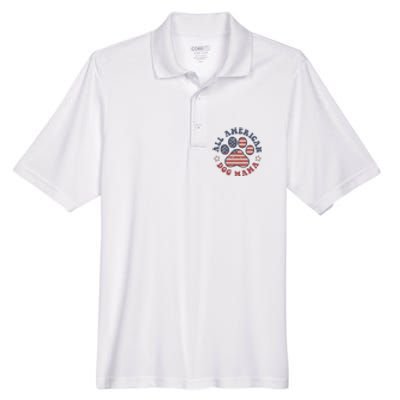 All American Dog Mama Retro | Dog Paw Flag Men's Origin Performance Piqué Polo