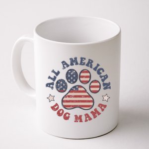 All American Dog Mama Retro | Dog Paw Flag Coffee Mug