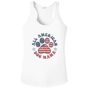 All American Dog Mama Retro | Dog Paw Flag Ladies PosiCharge Competitor Racerback Tank