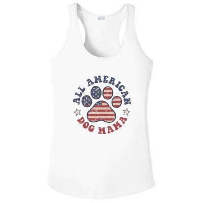 All American Dog Mama Retro | Dog Paw Flag Ladies PosiCharge Competitor Racerback Tank