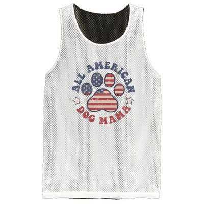 All American Dog Mama Retro | Dog Paw Flag Mesh Reversible Basketball Jersey Tank