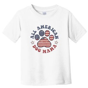 All American Dog Mama Retro | Dog Paw Flag Toddler T-Shirt