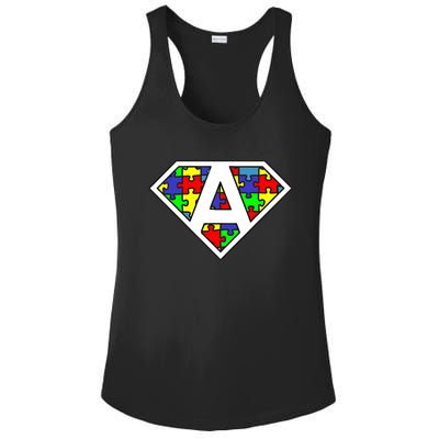 Autism Awareness Day Superhero Funny Gift Ladies PosiCharge Competitor Racerback Tank