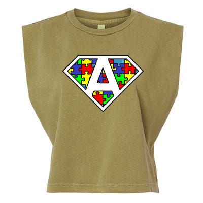 Autism Awareness Day Superhero Funny Gift Garment-Dyed Women's Muscle Tee