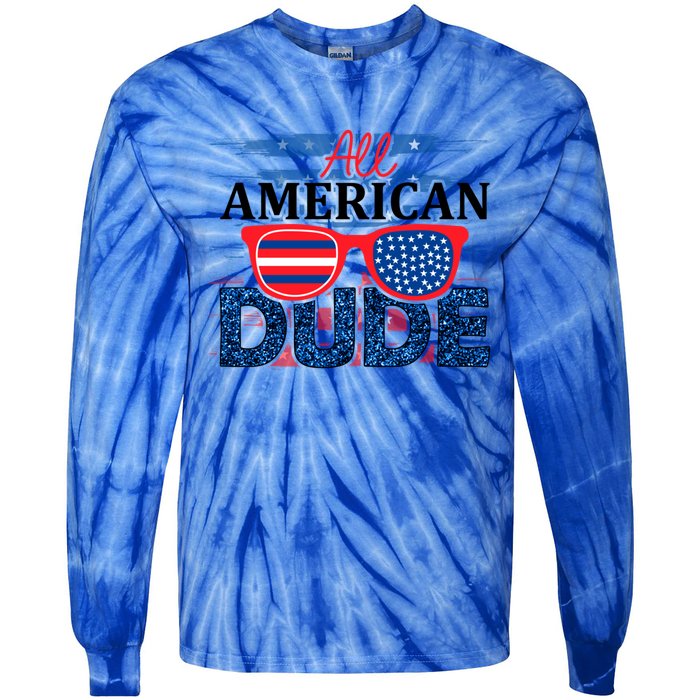 All American Dude 4th Of July Clothes And Accessories Great Gift Tie-Dye Long Sleeve Shirt