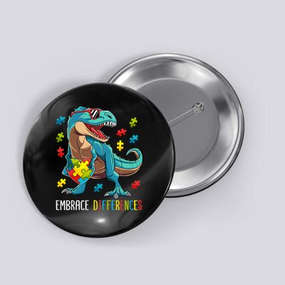 Autism Awareness Dinosaur T-Rex Puzzle For Boys Kids Button