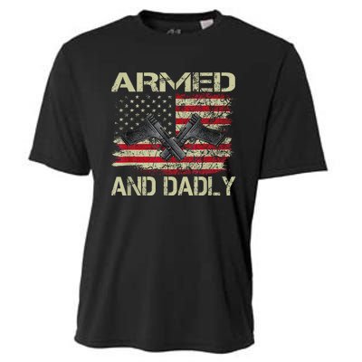 Armed And Dadly Funny Deadly Father For Father's Day Cooling Performance Crew T-Shirt