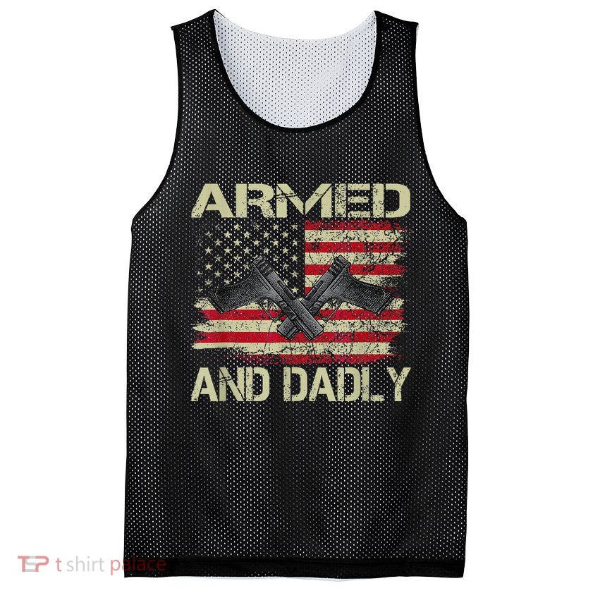 Armed And Dadly Funny Deadly Father For Father's Day Mesh Reversible Basketball Jersey Tank