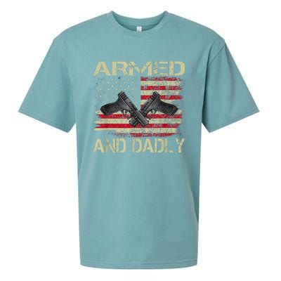 Armed And Dadly Funny Deadly Father For Father's Day Sueded Cloud Jersey T-Shirt