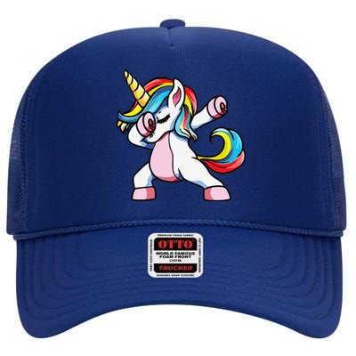 Autism Awareness Dabbing Unicorn Autistic Mom. High Crown Mesh Back Trucker Hat