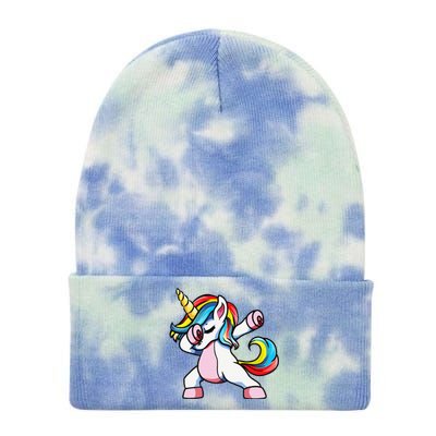 Autism Awareness Dabbing Unicorn Autistic Mom. Tie Dye 12in Knit Beanie