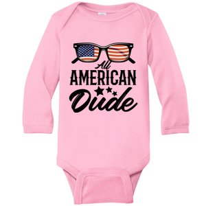 All American Dude 4th Of July Family Matching Sunglass Usa Gift Baby Long Sleeve Bodysuit