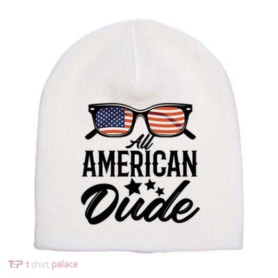 All American Dude 4th Of July Family Matching Sunglass Usa Gift Short Acrylic Beanie