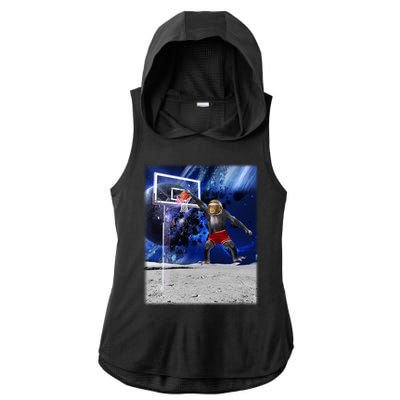 Air Ape Dunking Basketball Monkey Ladies PosiCharge Tri-Blend Wicking Draft Hoodie Tank