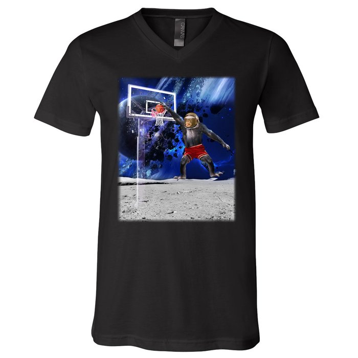 Air Ape Dunking Basketball Monkey V-Neck T-Shirt