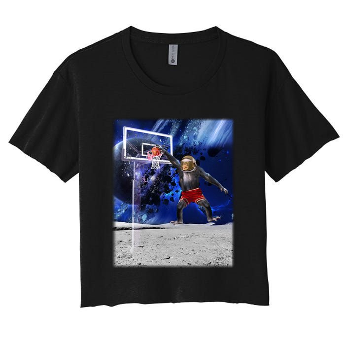 Air Ape Dunking Basketball Monkey Women's Crop Top Tee