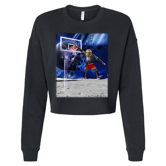 Air Ape Dunking Basketball Monkey Cropped Pullover Crew