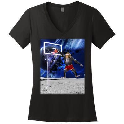 Air Ape Dunking Basketball Monkey Women's V-Neck T-Shirt