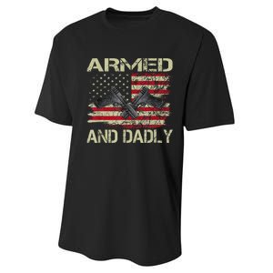 Armed And Dadly Funny Deadly Father For Father's Day Performance Sprint T-Shirt