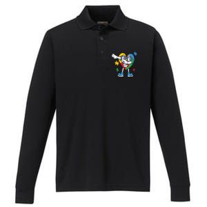 Autism Awareness Dabbing Puzzle Great Gift Performance Long Sleeve Polo