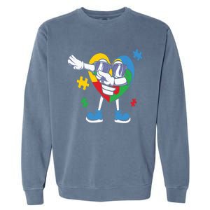 Autism Awareness Dabbing Puzzle Great Gift Garment-Dyed Sweatshirt