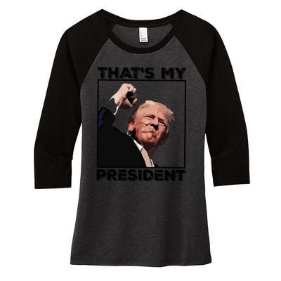 Assassination Attempt Donald Trump Fist Pumping Trump Bleeding Trump Women's Tri-Blend 3/4-Sleeve Raglan Shirt