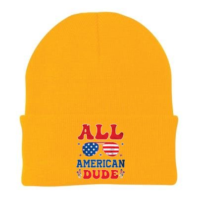 All American Dude 4th Of July Patriotic Teens Cool Gift Knit Cap Winter Beanie