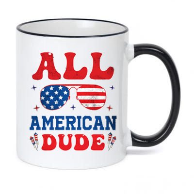 All American Dude 4th Of July Patriotic Teens Cool Gift 11oz Black Color Changing Mug