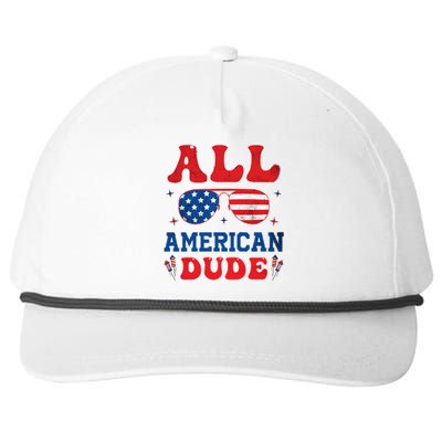 All American Dude 4th Of July Patriotic Teens Cool Gift Snapback Five-Panel Rope Hat