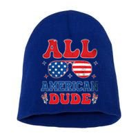 All American Dude 4th Of July Patriotic Teens Cool Gift Short Acrylic Beanie