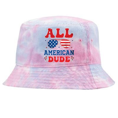 All American Dude 4th Of July Patriotic Teens Cool Gift Tie-Dyed Bucket Hat