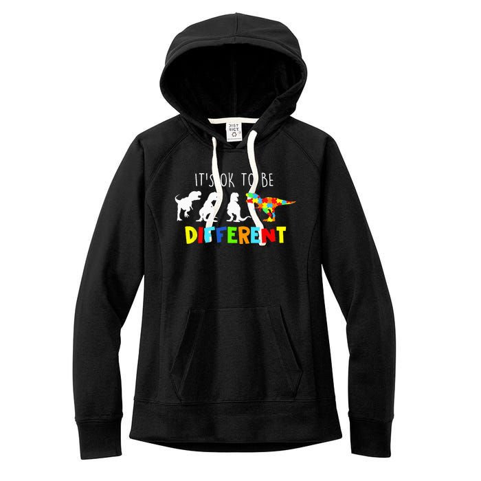 Autism Awareness Dinosaur Its Ok To Be Different Women's Fleece Hoodie